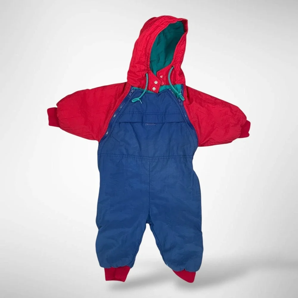 Baby Gap Vintage Insulated Snowsuit 12–18M Colorblock Red‎ Blue Teal Hooded